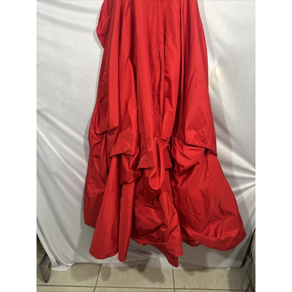 NEW MAC‎ DUGGAL [ 2 ] 11992 ONE SHOULDER Embellished Rosette Ball Gown in Red - Picture 16 of 16